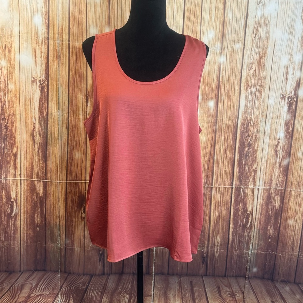 Fabletics Women’s Sleeveless Satin Sleep Tank Top Coral Size XXL